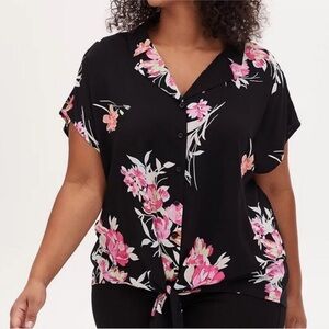 Hawaiin button up tie front shirt